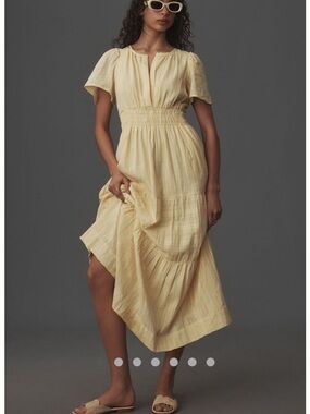 Anthropologie Canary Yellow Somerset Midi Dress